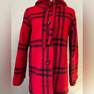 Vintage Woolrich wool red plaid hooded coat